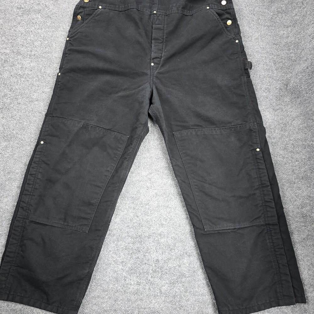 Carhartt Bib Overalls Mens 46x30 Black Duck Insulated Double Knee USA R02 BLK - Picture 8 of 16